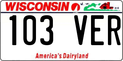 WI license plate 103VER