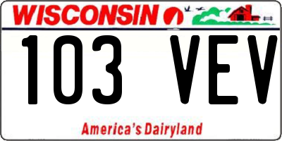WI license plate 103VEV