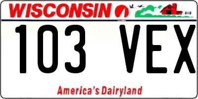 WI license plate 103VEX