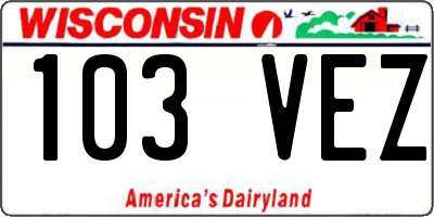 WI license plate 103VEZ