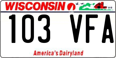 WI license plate 103VFA