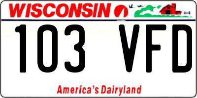WI license plate 103VFD