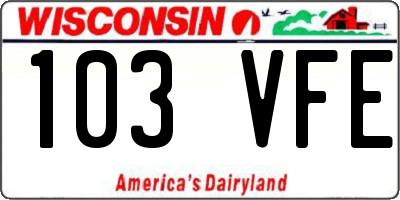 WI license plate 103VFE