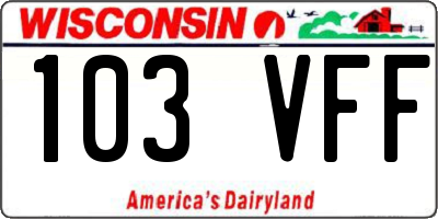 WI license plate 103VFF
