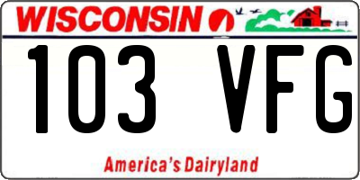 WI license plate 103VFG