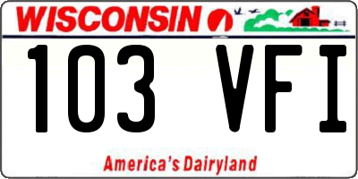 WI license plate 103VFI