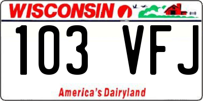 WI license plate 103VFJ