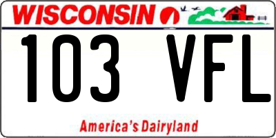 WI license plate 103VFL
