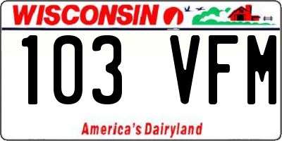 WI license plate 103VFM