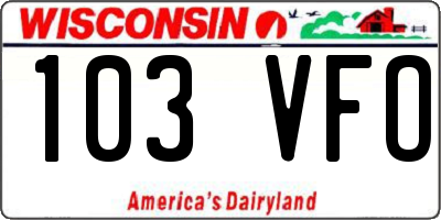WI license plate 103VFO
