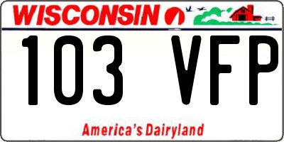 WI license plate 103VFP