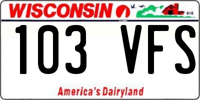 WI license plate 103VFS