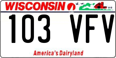 WI license plate 103VFV