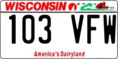 WI license plate 103VFW