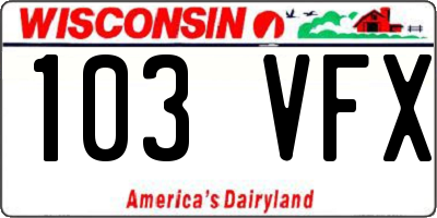 WI license plate 103VFX