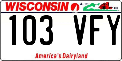 WI license plate 103VFY