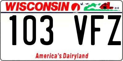 WI license plate 103VFZ