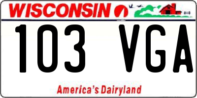 WI license plate 103VGA
