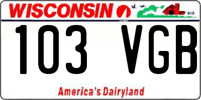 WI license plate 103VGB