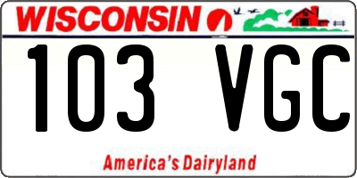 WI license plate 103VGC