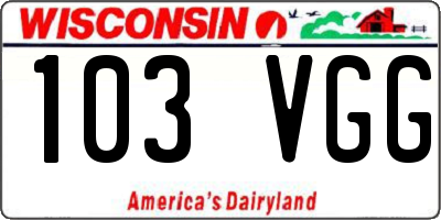 WI license plate 103VGG