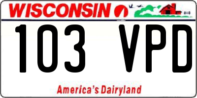 WI license plate 103VPD