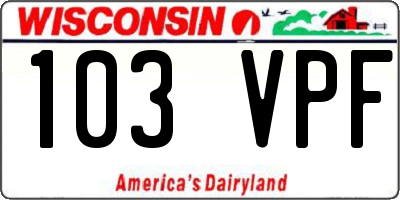 WI license plate 103VPF