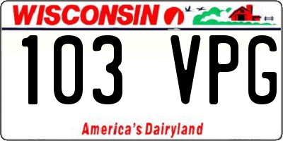 WI license plate 103VPG