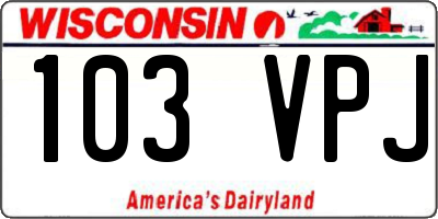 WI license plate 103VPJ