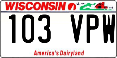 WI license plate 103VPW