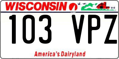 WI license plate 103VPZ