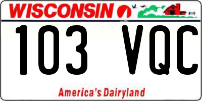WI license plate 103VQC
