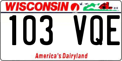 WI license plate 103VQE
