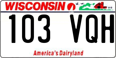 WI license plate 103VQH