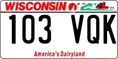 WI license plate 103VQK