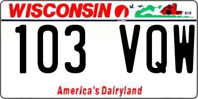 WI license plate 103VQW