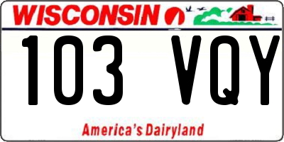 WI license plate 103VQY