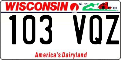WI license plate 103VQZ