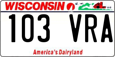 WI license plate 103VRA