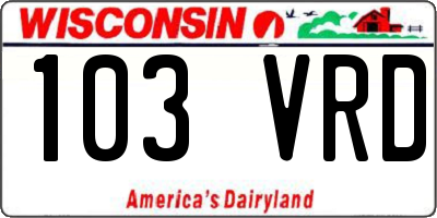 WI license plate 103VRD