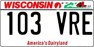 WI license plate 103VRE