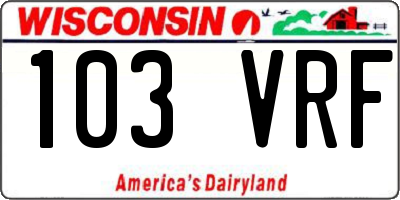 WI license plate 103VRF