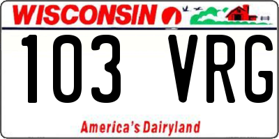 WI license plate 103VRG
