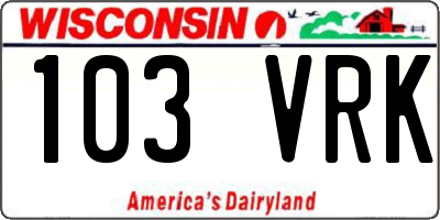WI license plate 103VRK