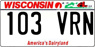 WI license plate 103VRN