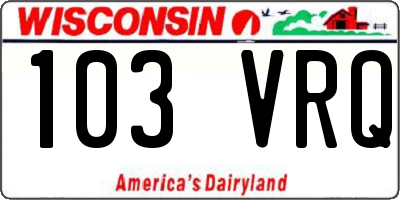 WI license plate 103VRQ