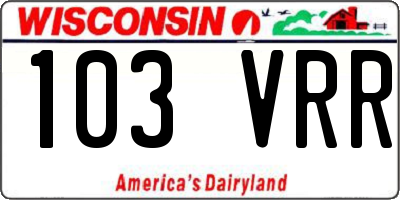 WI license plate 103VRR