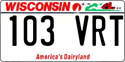 WI license plate 103VRT