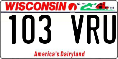 WI license plate 103VRU