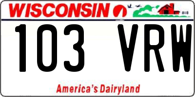 WI license plate 103VRW